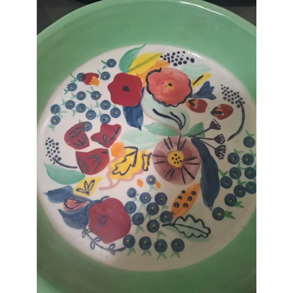 Anthropologie Pie Dish Hand Painted Stoneware 10